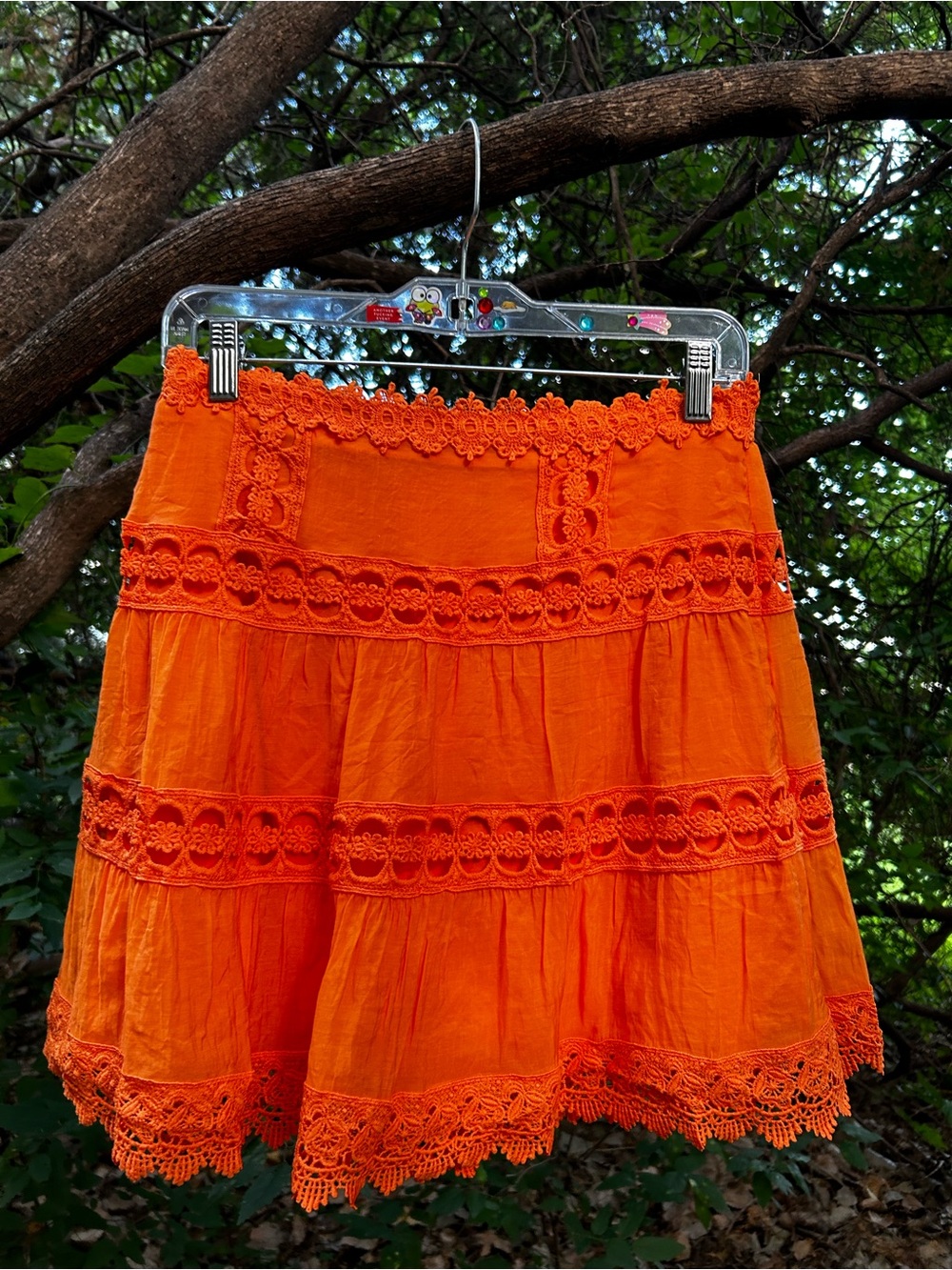 Neon Orange Grove Lace Boheme Mini Skirt